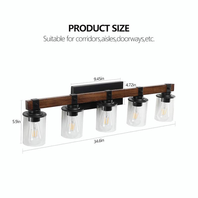 Rustic Farmhouse Bathroom Vanity Light Fixture with 3/4/5/6 Lights