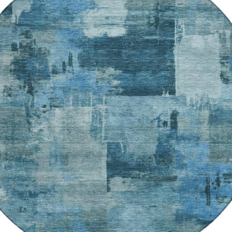 HomeRoots Abstract Transitional Rectangle Outdoor Rug - 8' Round