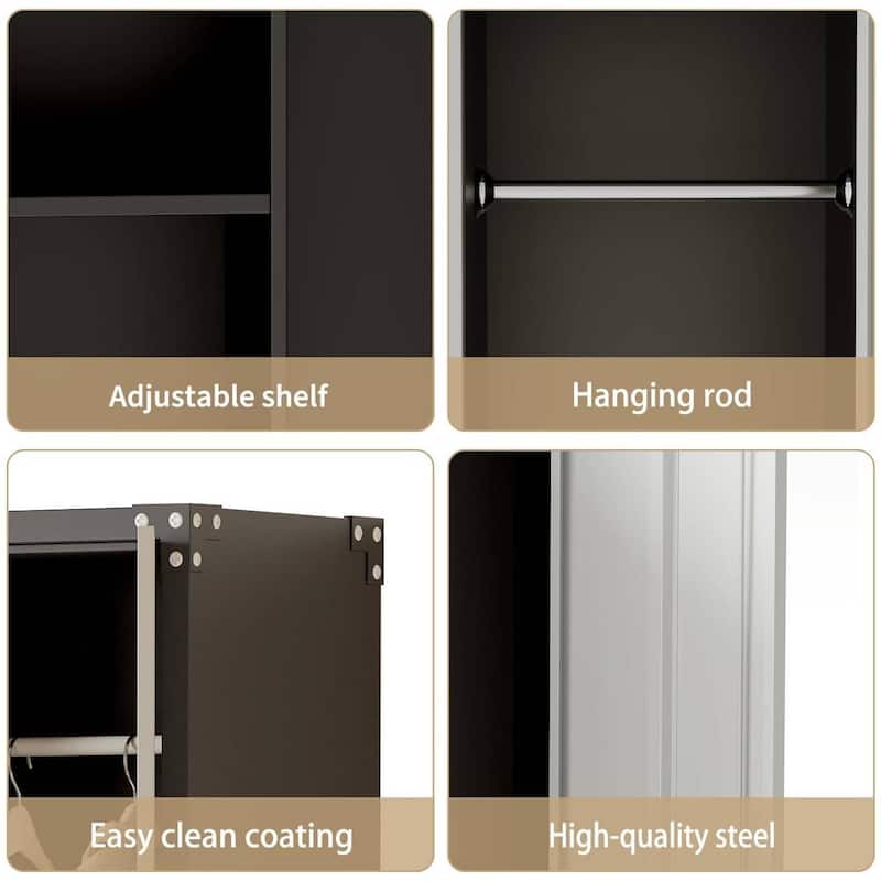 71" H Metal Locker Storage Cabinet with Wheels for Office Shop Home - N/A
