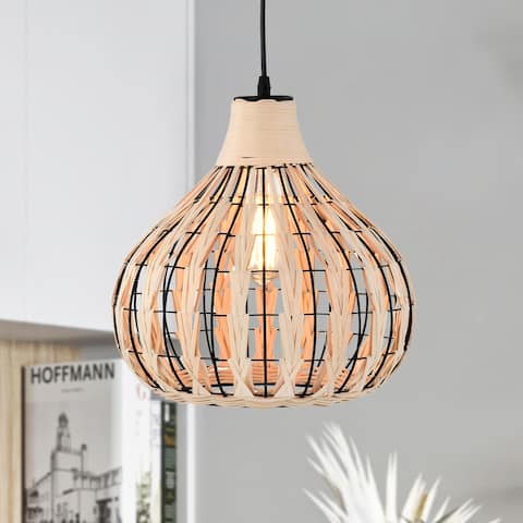 Zilpah 12 Inch Farmhouse Rattan Pendant 1-Light