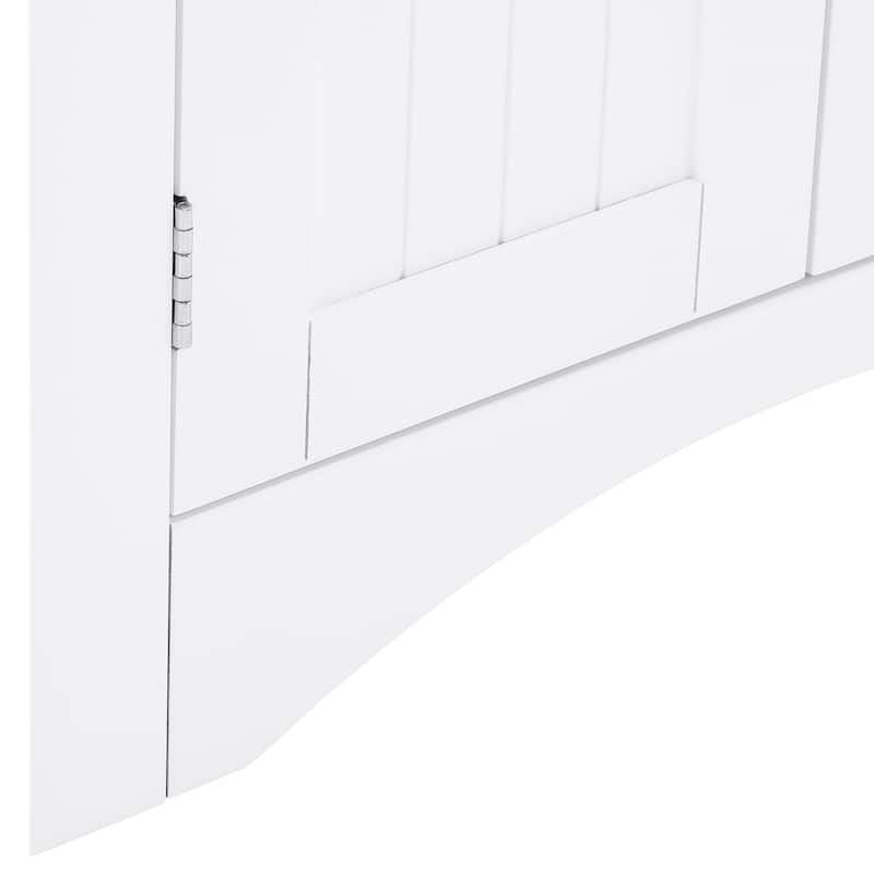 Roomfitters Corner Storage Cabinet with Doors and Open Shelf, Free Standing Sideboard Cabinet for Bathroom, Kitchen, or Entryway