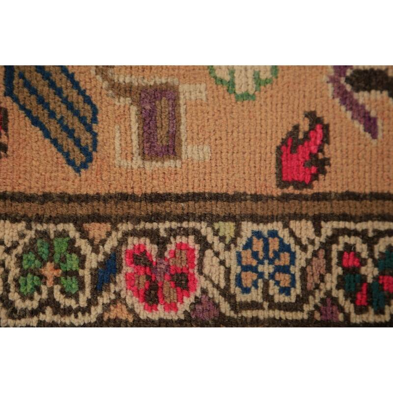 Geometric Ardebil Persian Runner Rug Handmade Wool Carpet - 3'6"x 9'7"