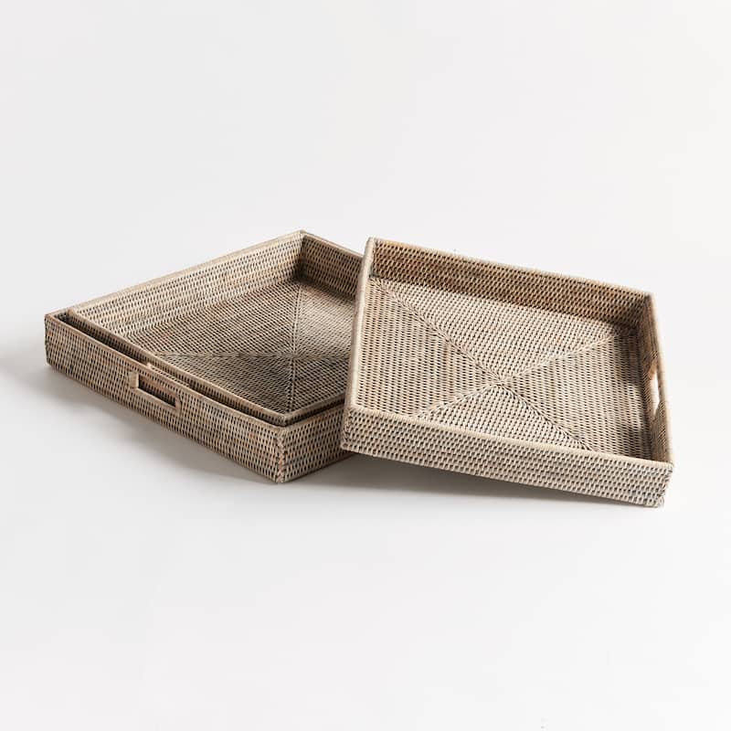 Burma Rattan Square Ottoman Trays