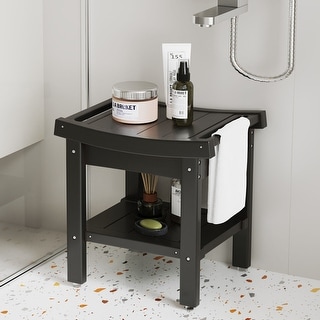 Acrylic Waterproof Shower Bench with Storage Shelf, Bathroom Stool & Organizer