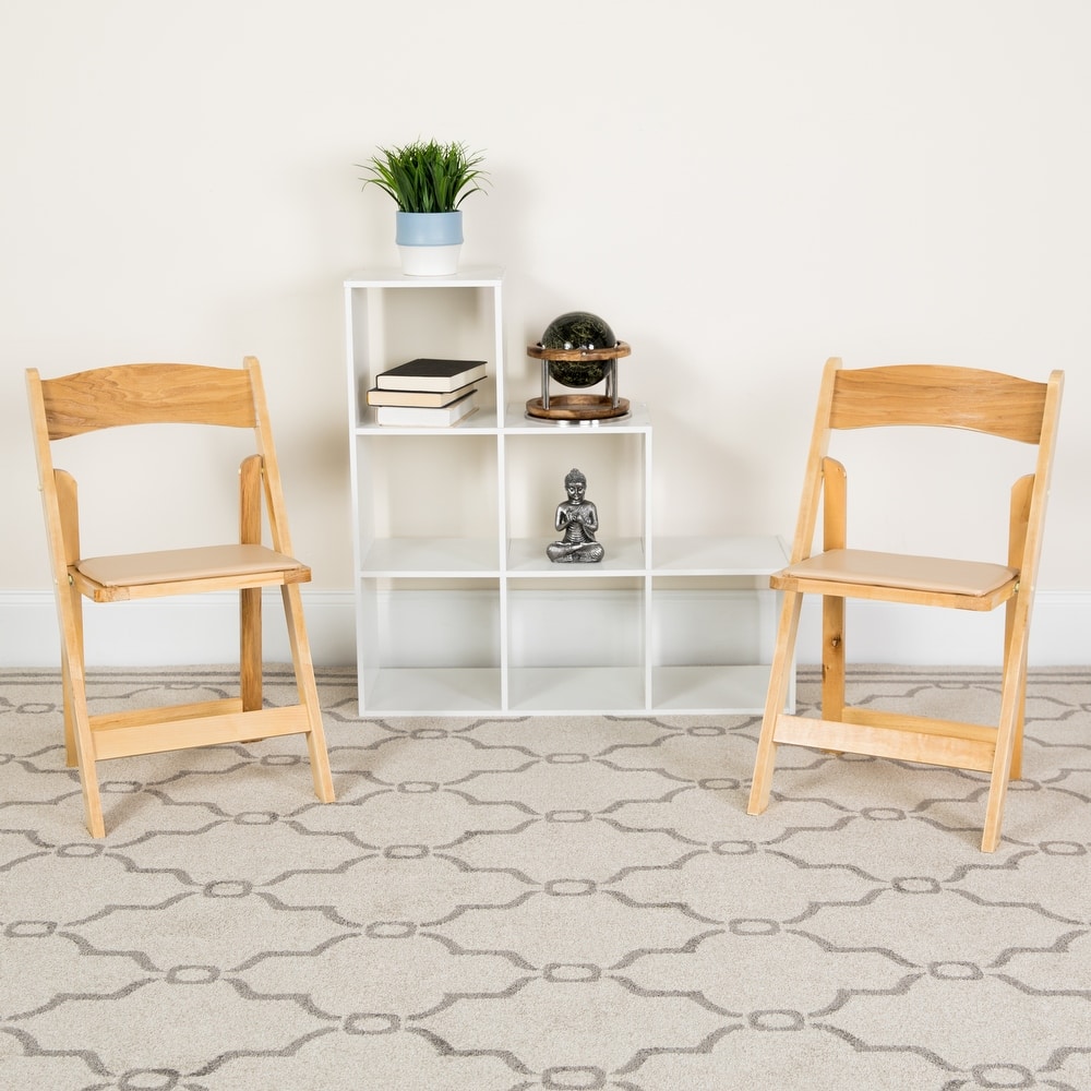 Vinyl-padded Wood Folding Chair (Set of 4)