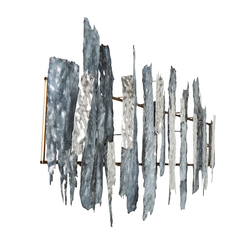 Metal Abstract Layered Wall Decor with Silver Accents - Blue - Roche River Decor
