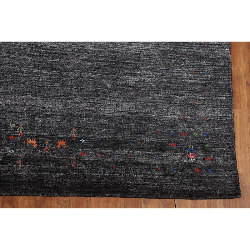 Gabbeh Oriental Area Rug Handmade Tribal Grey Silk Carpet - 8'11" x 11'11"