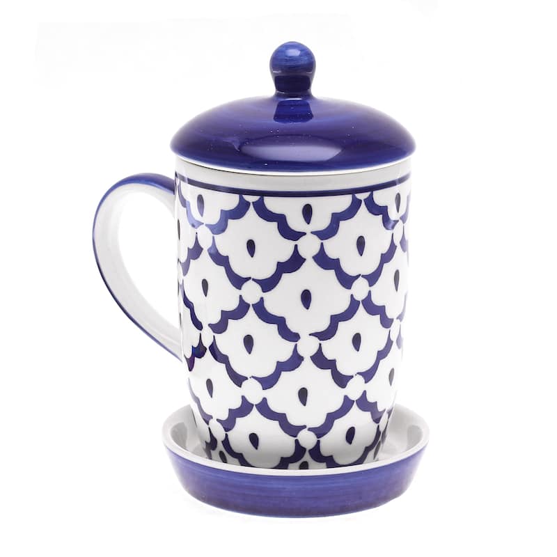 Novica Handmade Proud Pineapple Ceramic Mug And Saucer