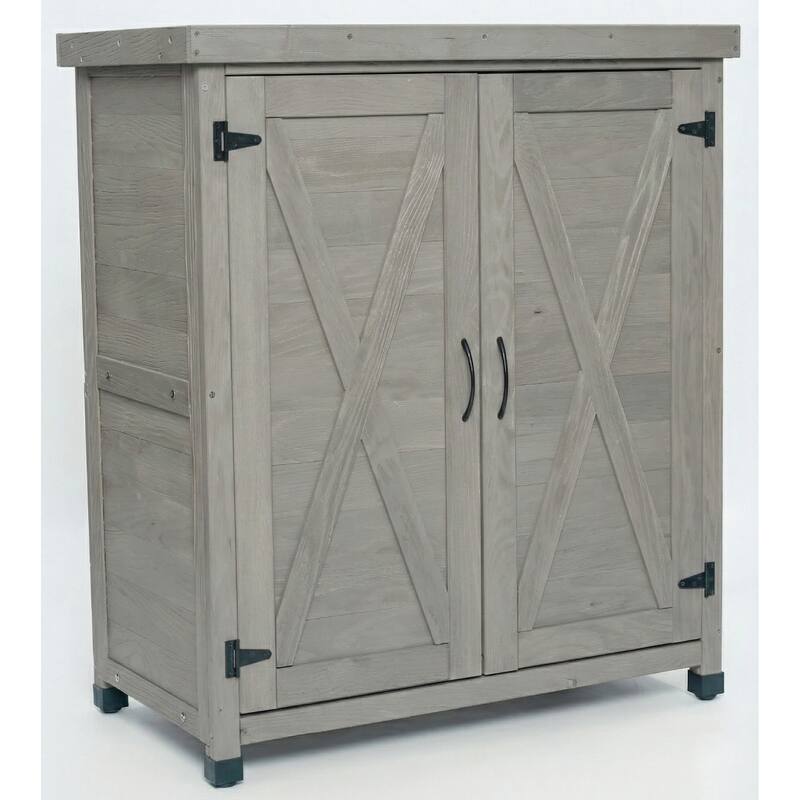 Outdoor Potting Bench with Storage Cabinet, Metal Top & Workstation