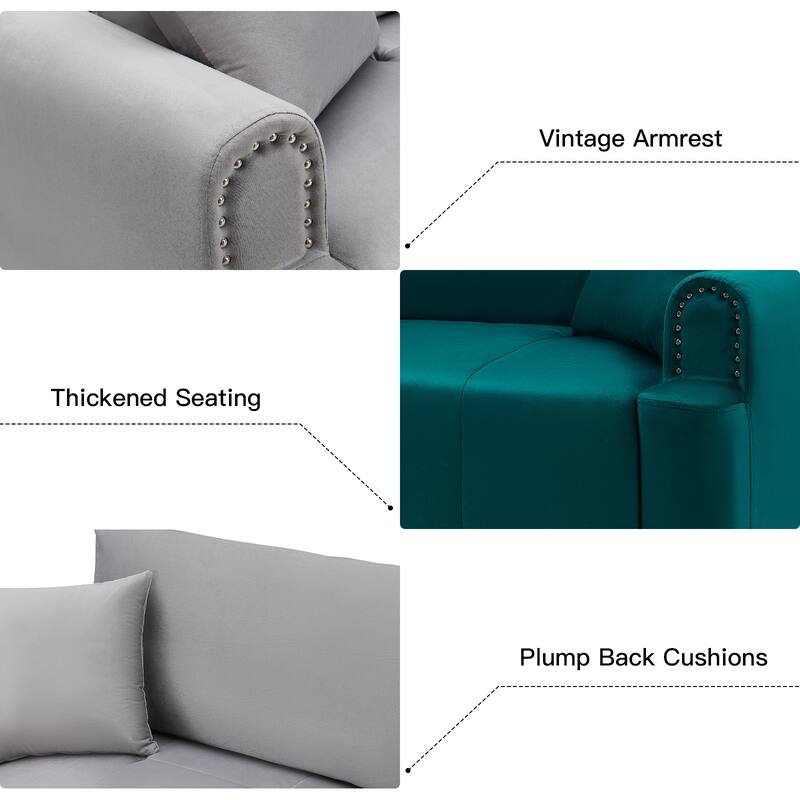 Pocassy 87" Sectional Sofa Modular Deep Seat Sofa Couch