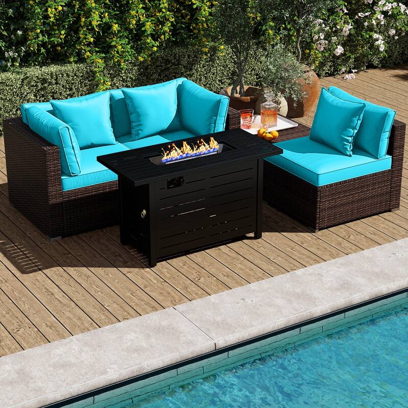 Costway 5 PCS Patio Furniture Set Heavy-duty Frame Rattan Sofa Set - See Details