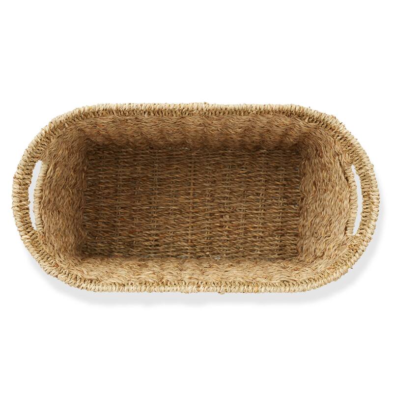 Magazine Holder Storage Basket Bin with Handles Seagrass Hyacinth - Natural - Seagrass