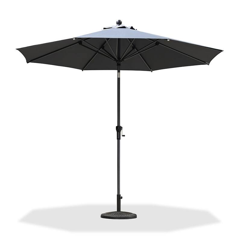 PURPLE LEAF Heavy-duty Crank and Tilt Table Umbrella Outdoor Patio Market Umbrella - 10ft-Grey