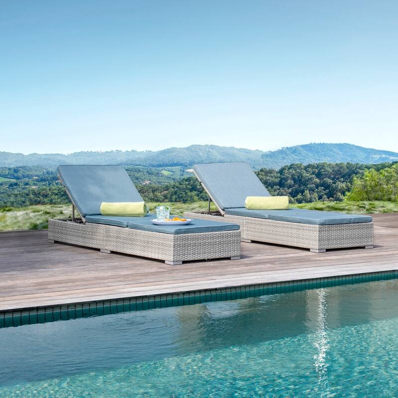 Corvus Outdoor 2-piece Wicker Chaise Lounges with Cushions