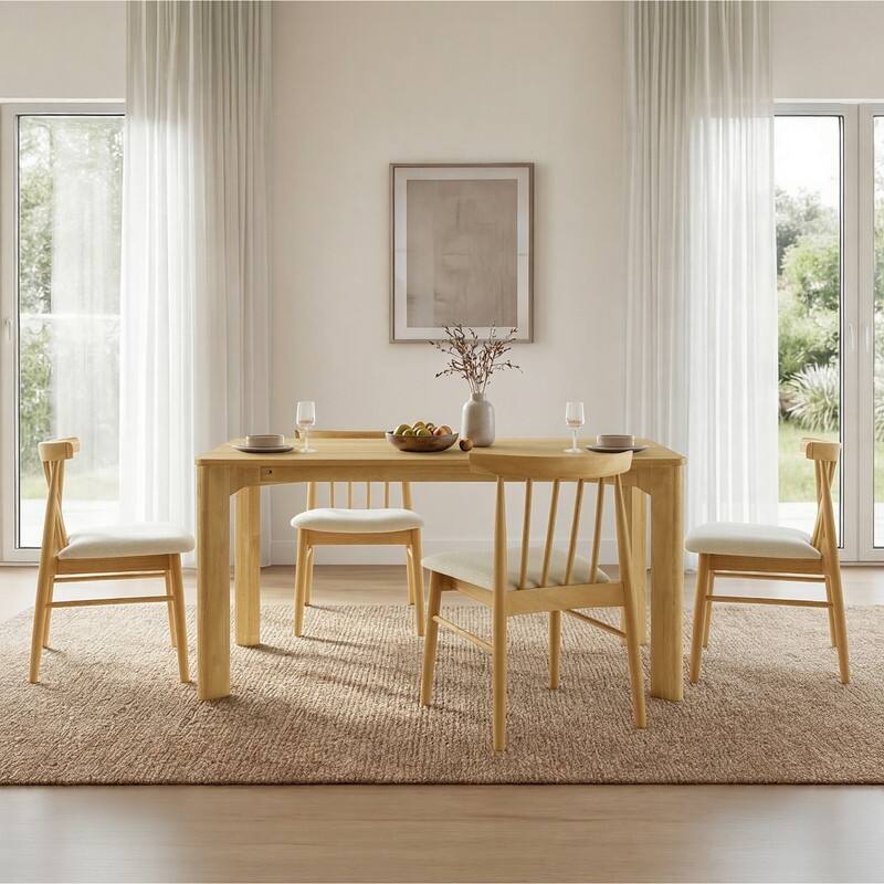 Spruce & Spring Windsor Spindle Back Upholstered Dining Chair with Solid Wood Frame