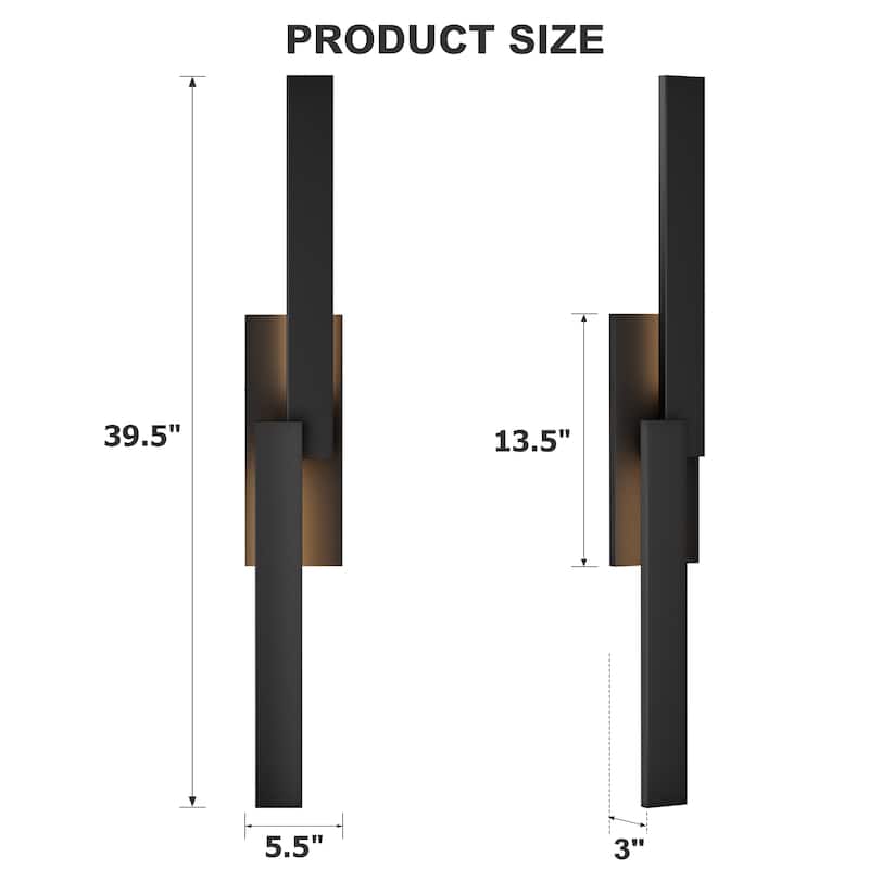 Matte Black Iron Integrated LED Outdoor/Indoor Wall Sconce - 23.6"
