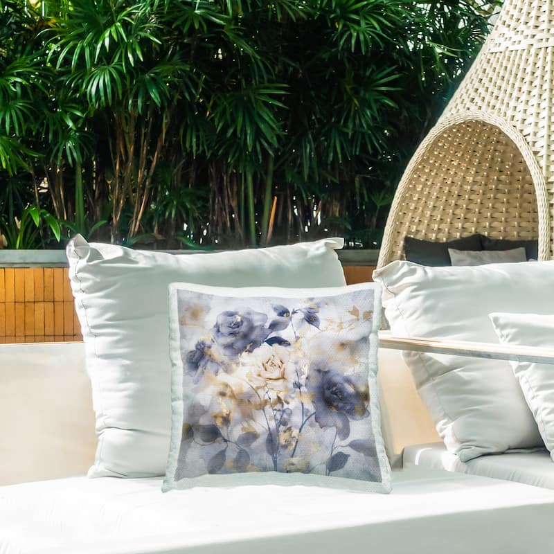 Stupell Muted Roses with Glam Detail Printed Outdoor Throw Pillow Design by Irene Weisz
