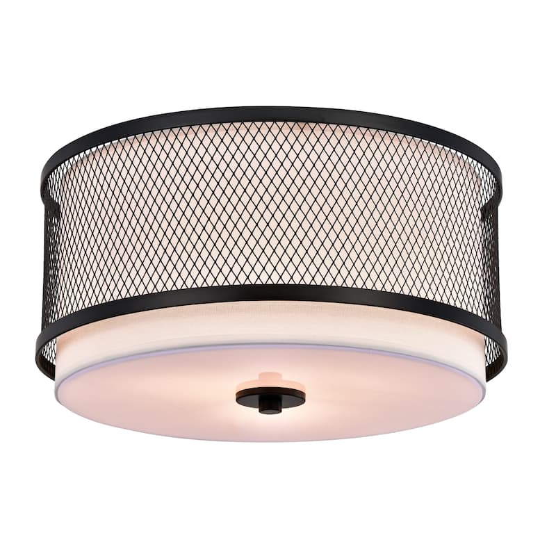 Black and White Three Light Flush Mount Chandelier (SOLD AS A PAIR)