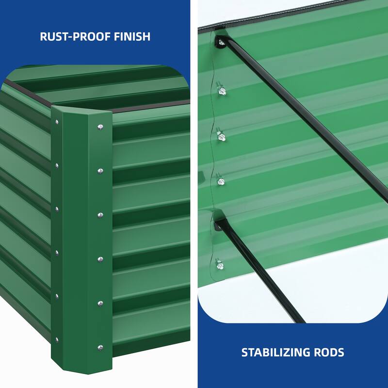 Moasis Outdoor Metal Raised Garden Bed with Gloves