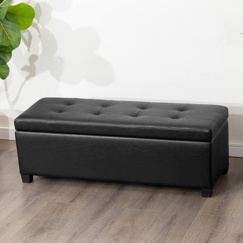 Adeco 42" Faux Leather Storage Ottoman Bench for Bedroom - 42.1"X14.7"X15.4"