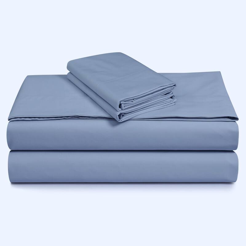 Solid or Printed 300 Thread Count Cotton Percale Extra Deep Pocket Sheet Set - Queen - Skyway
