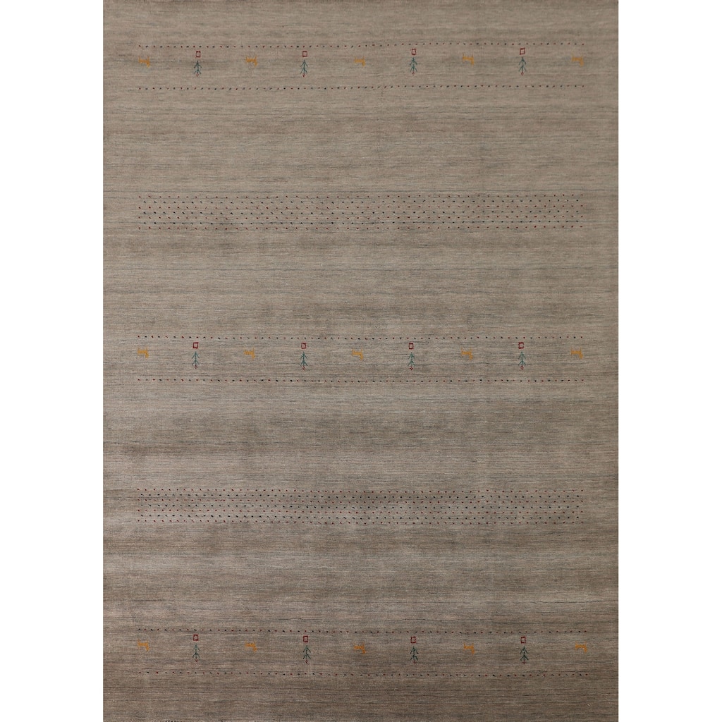 Tribal Gabbeh Indian Area Rug Hand-Knotted Wool Carpet - 7'10"x 9'10"