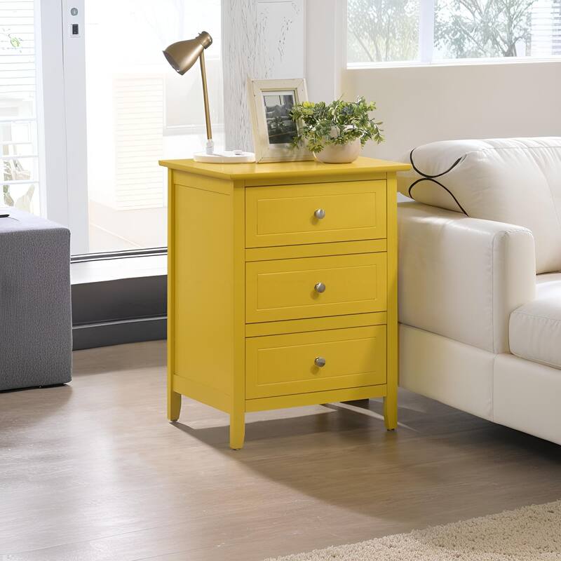 Glory Furniture Contemporary Wooden Nightstand with Drawers - Yellow