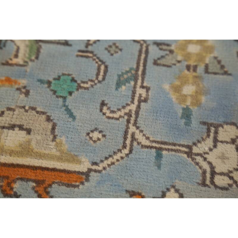 Blue Tabriz Persian Vintage Area Rug Hand-Knotted Oriental Wool Carpet - 8'3" x 11'4"