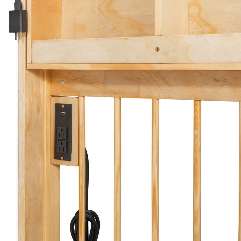 Full-Size House Bed with Bookshelf, USB Charging Station & Tent Roof by Harper&Bright Designs