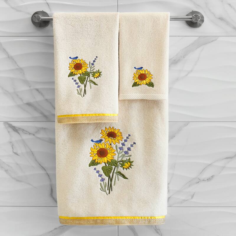 Authentic Hotel and Spa Turkish Cotton Girasol 3PC Multi-Size Embellished Towel Set