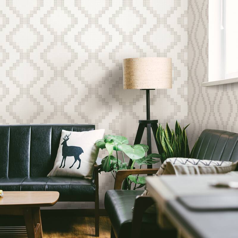 A-Street Prints Mosaic Taupe Grid Wallpaper