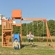 preview thumbnail 14 of 12, Toddlers Solid Wood Playground Playset Swing Set for Outdoor Kids - Swing Set - Natural