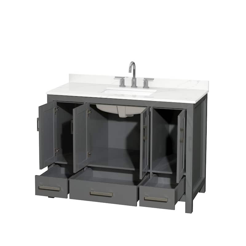 Sheffield 48-inch Single Vanity, 3 Hole Quartz Top