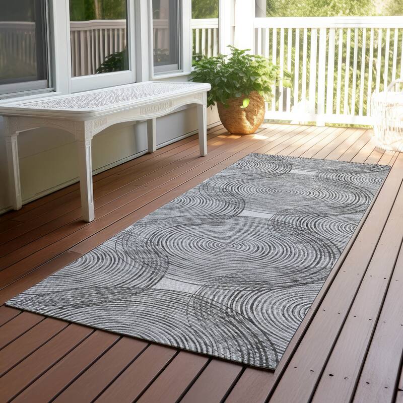 Machine Washable Indoor/ Outdoor Modern Pune Chantille Rug - Silver - 2'3" x 7'6"