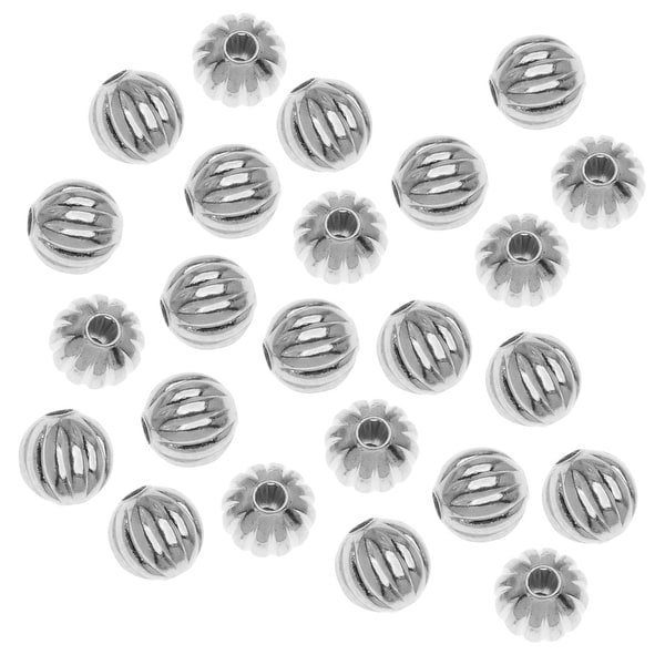 Silver Plated Fluted Round Metal Beads 6mm (50)