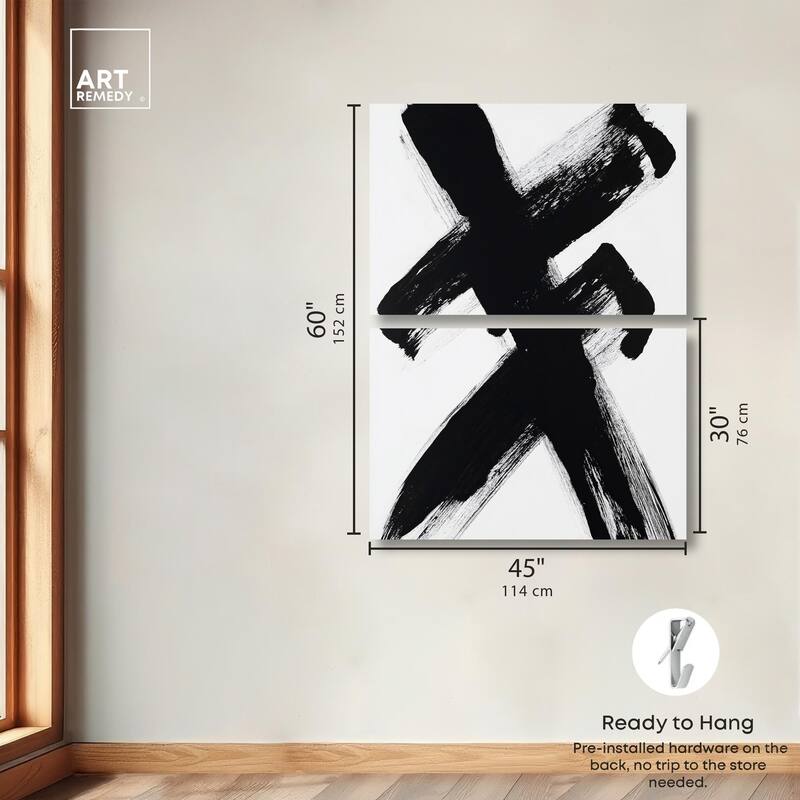 Black X Canvas Set of 2 by Art Remedy, Gallery Wrapped