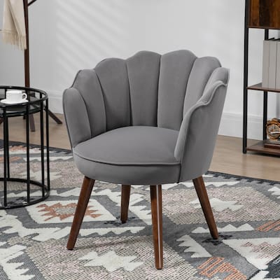 Velvet-touch Fabric Club Chair With Wood Legs