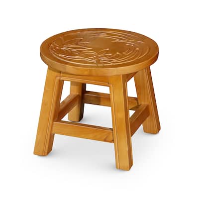 Carved Wooden Step Stool