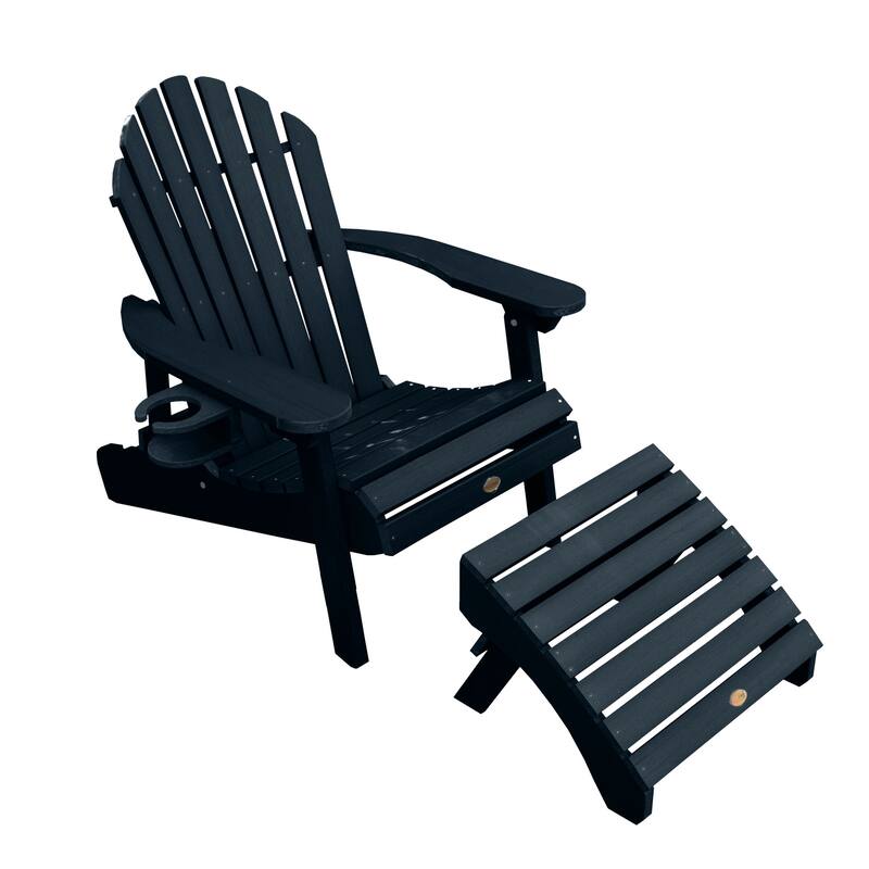 Mandalay Outdoor Chair, Ottoman, and Cupholder Set - Federal Blue