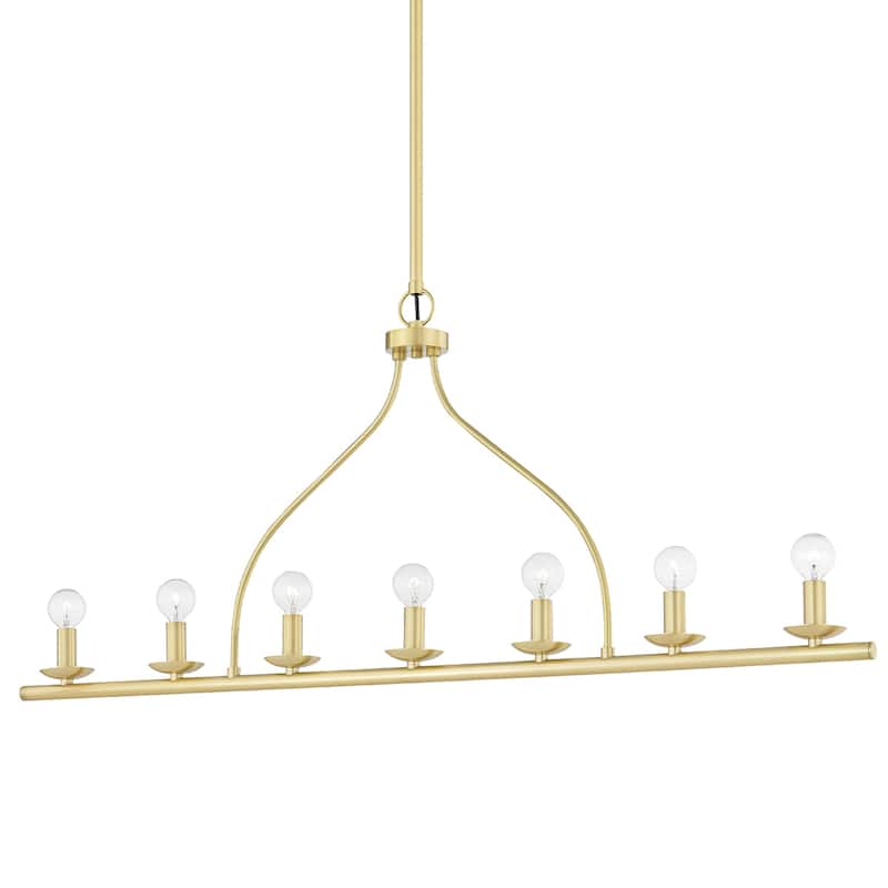 Mitzi by Hudson Valley Kendra 7-light Linear, Island Pendant - Aged Brass