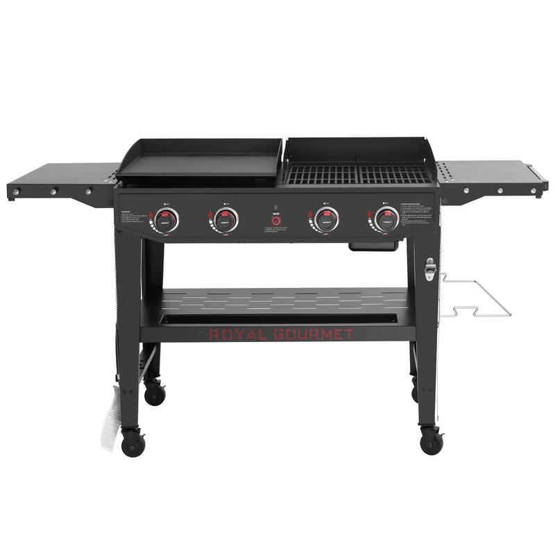 Royal Gourmet 4-Burner Gas Grill and Griddle Combo Black