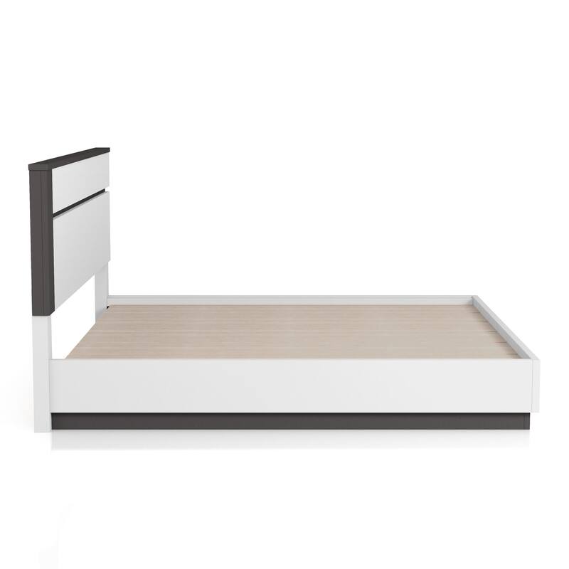 Furniture of America Conjira Modern 2-Piece White Wood Platform Bed and Nightstand Set