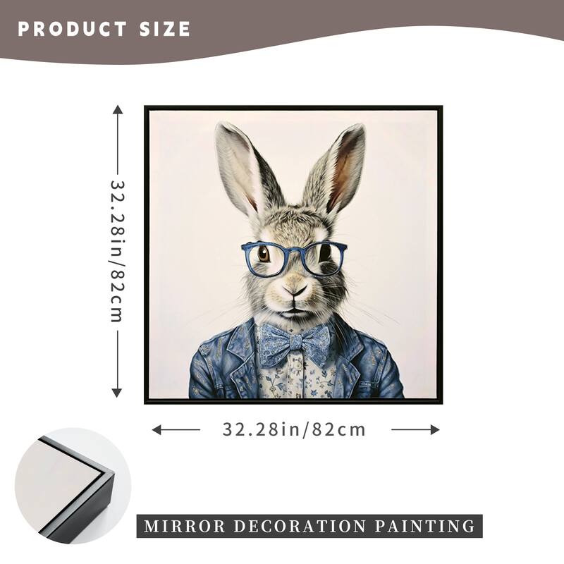 Gallery Wrapped Canvas Wall Art - Dapper Bunny in Tailored Cobalt Blue Suit, Modern Animal Portrait Framed Print