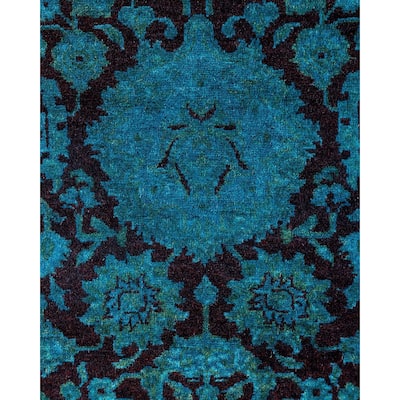 Fine Vibrance, One-of-a-Kind Hand-Knotted Area Rug - Green, 7' 1" x 7' 1" - 7' 1" x 7' 1"