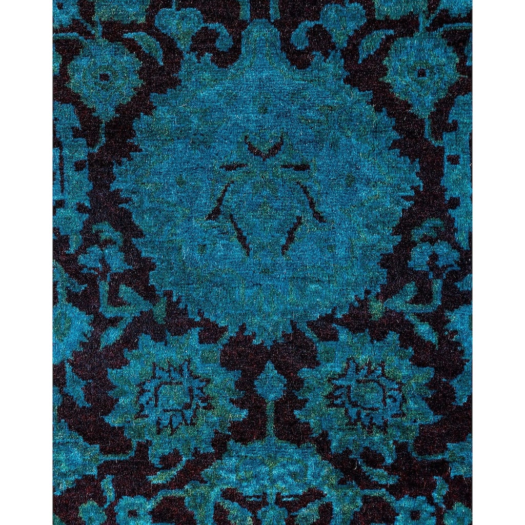 Fine Vibrance, One-of-a-Kind Hand-Knotted Area Rug - Green, 7' 1" x 7' 1" - 7' 1" x 7' 1"