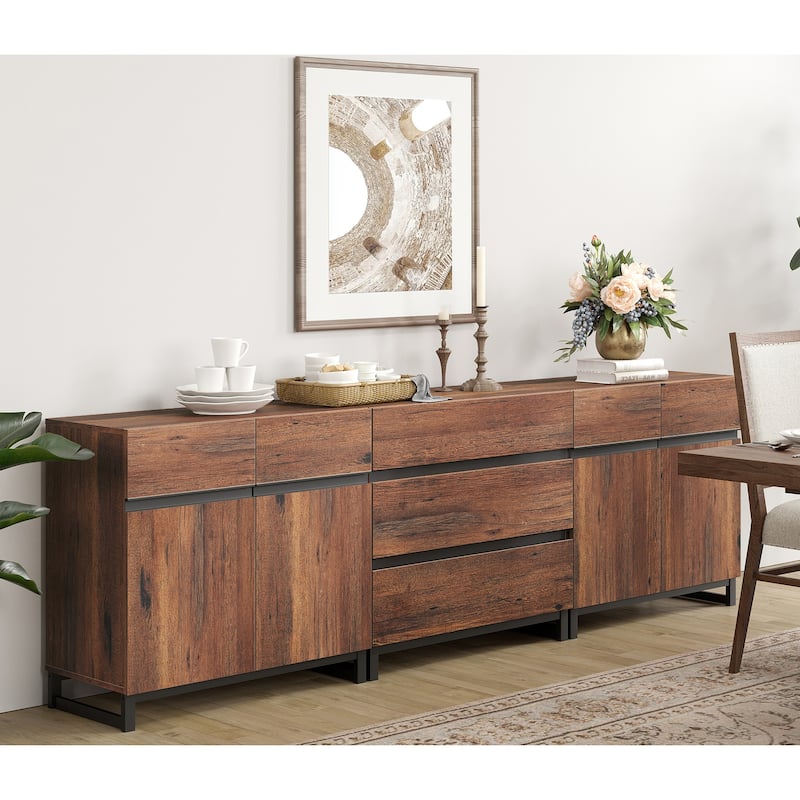 WAMPAT Modern TV Stand for TVs up to 100 inch, 3 in 1 TV Console with Adjustable Shelves and 3 Drawers for Living Room,Bedroom