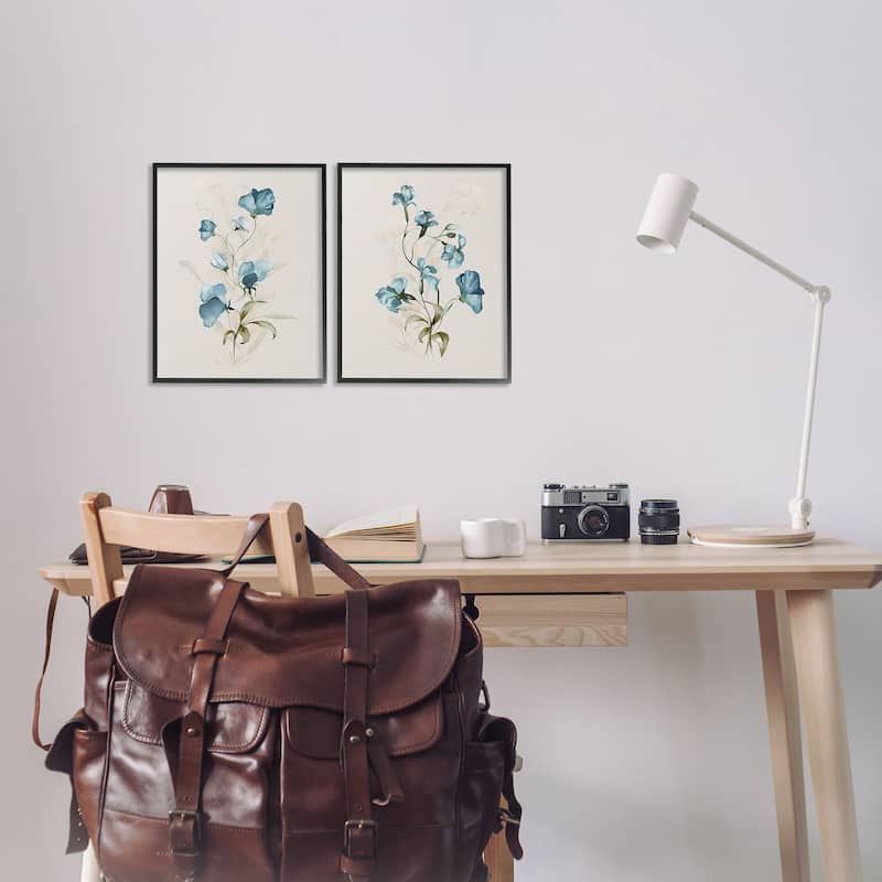Stupell Blue Botanical Herbs Framed Giclee Art Design By Susan Jill (Set of 2)