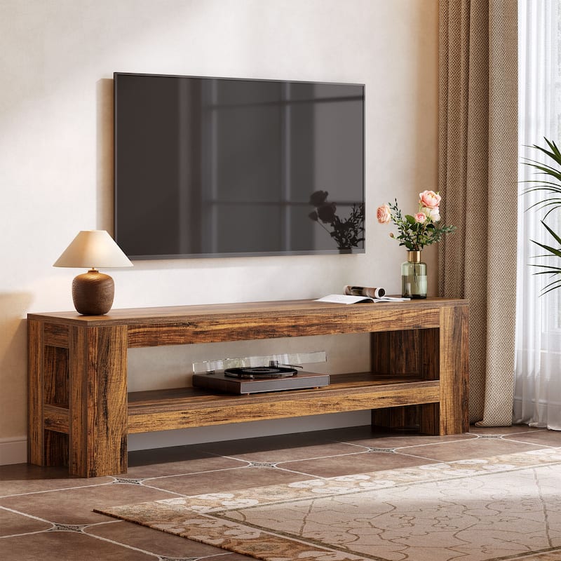 59" TV Stand for 55/60/65/75-Inch TVs, Rustic Media TV Console - n/a