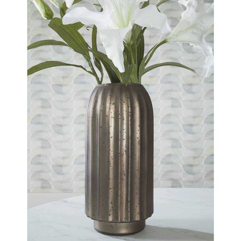 Signature Design by Ashley Briarcott Brown Vase - 5.75" W x 5.75" D x 12.5" H