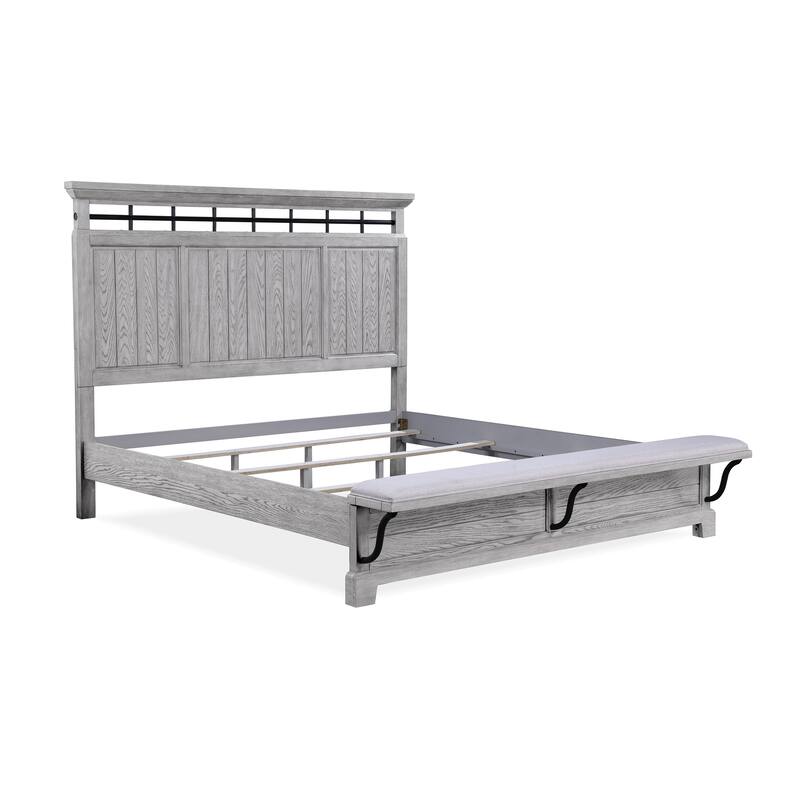 Debra 4 Piece Gray Panel Bench Footboard Bedroom Set